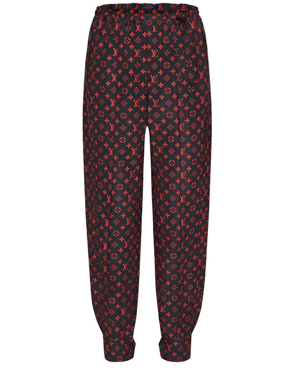 LOUIS VUITTON Red Monogram Jogging Pants In Technical Cotton