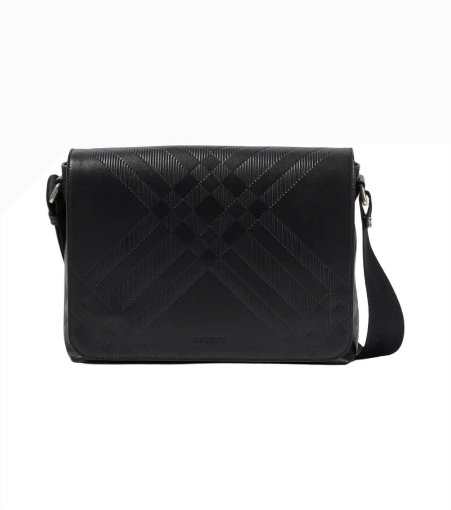 Burberry Debossed leather messenger bag