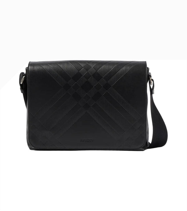 Burberry Debossed leather messenger bag