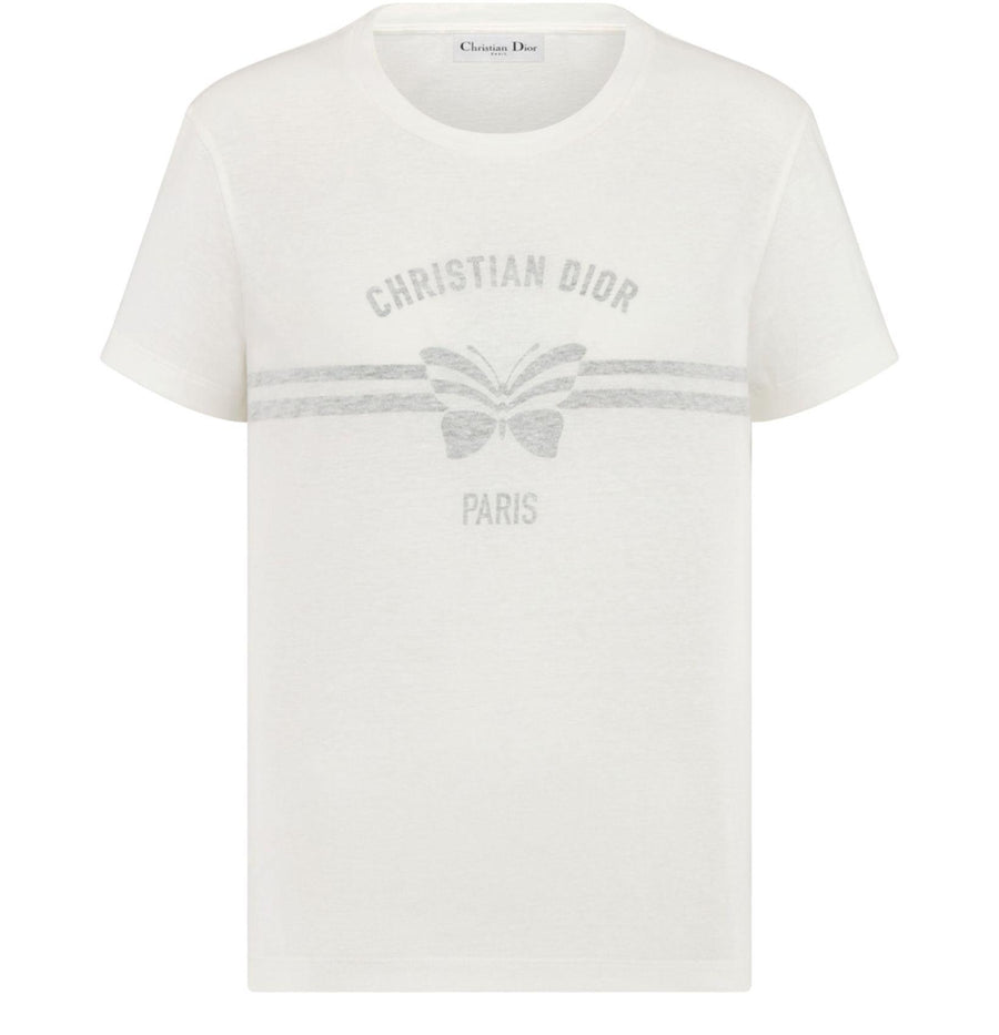 DIOR T-shirt cotton and linen jersey with Christian Dior Papillon motif