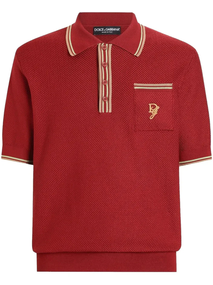 Dolce & Gabbana rust red logo-embroidered polo shirt