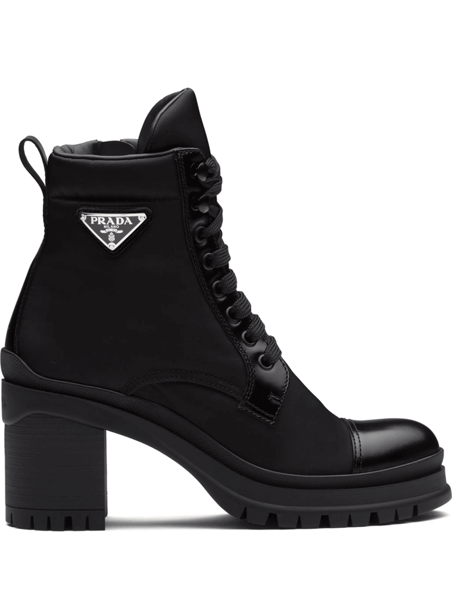 Prada logo plaque ankle boots