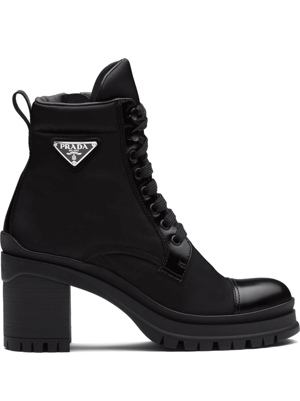 Prada logo plaque ankle boots