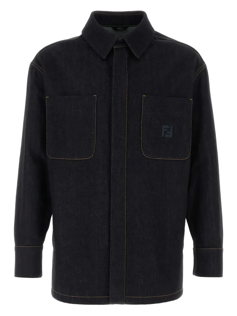 FENDI Dark blue denim shirt Selleria jeans jacket