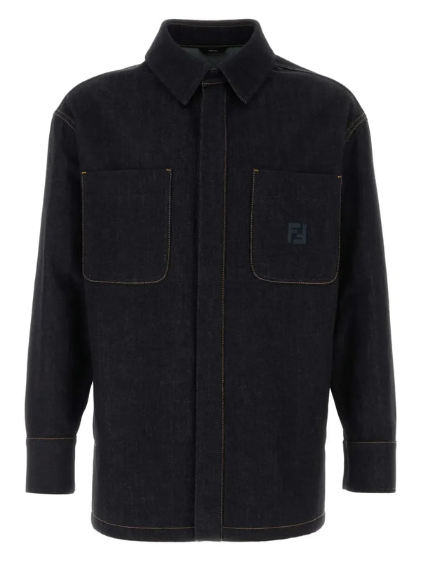 FENDI Dark blue denim shirt Selleria jeans jacket