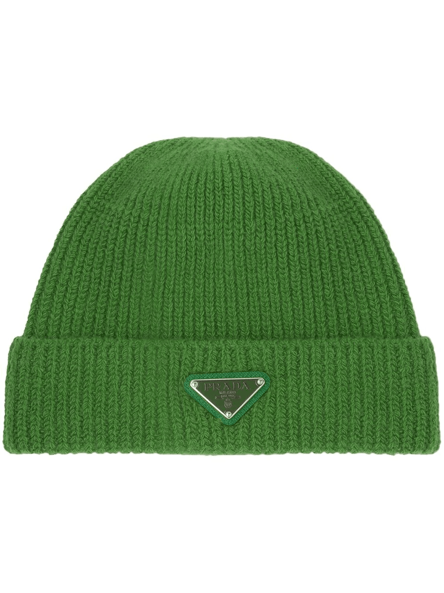 Bonnet en laine et cachemire en maille côtelée Prada