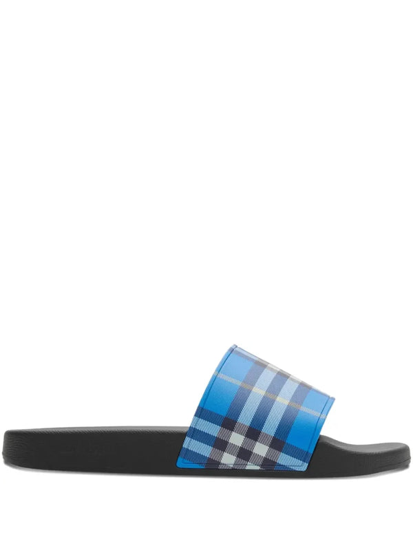 Burberry checked slides