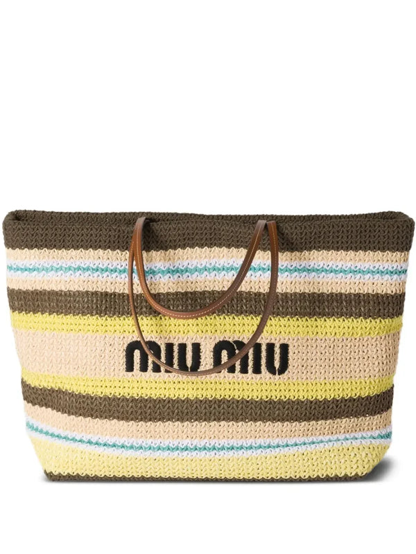 Miu Miu striped crochet tote bag