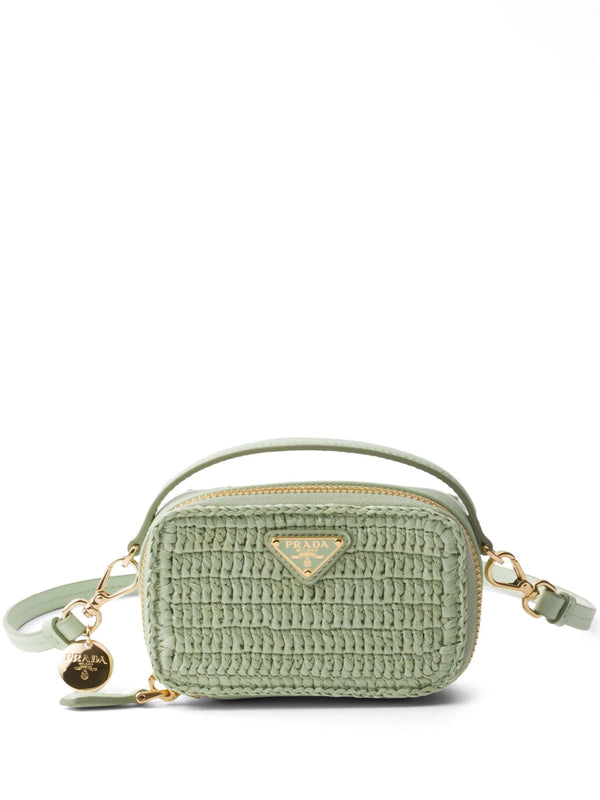 Prada logo-plaque crochet pouch