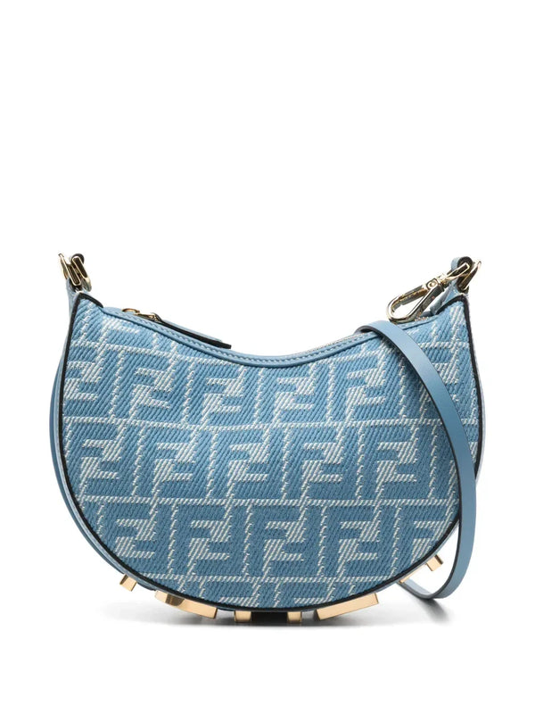 Fendi Fendigraphy Mini cerulean blue FF fabric mini-bag