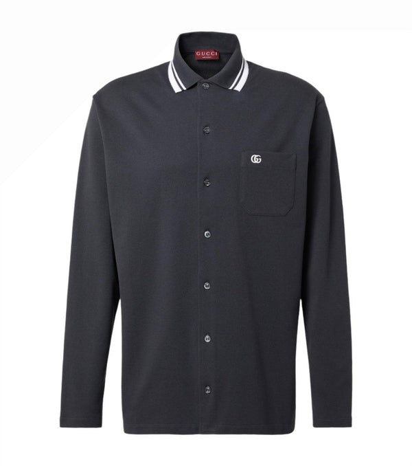 Gucci GG embroidered cotton-blend polo shirt