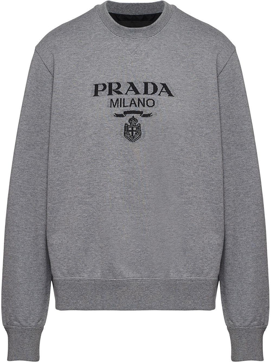 Prada sweat-shirt à logo en maille intarsia