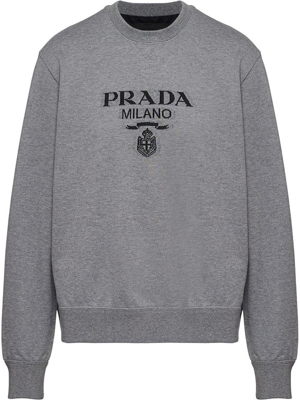 Prada sweat-shirt à logo en maille intarsia