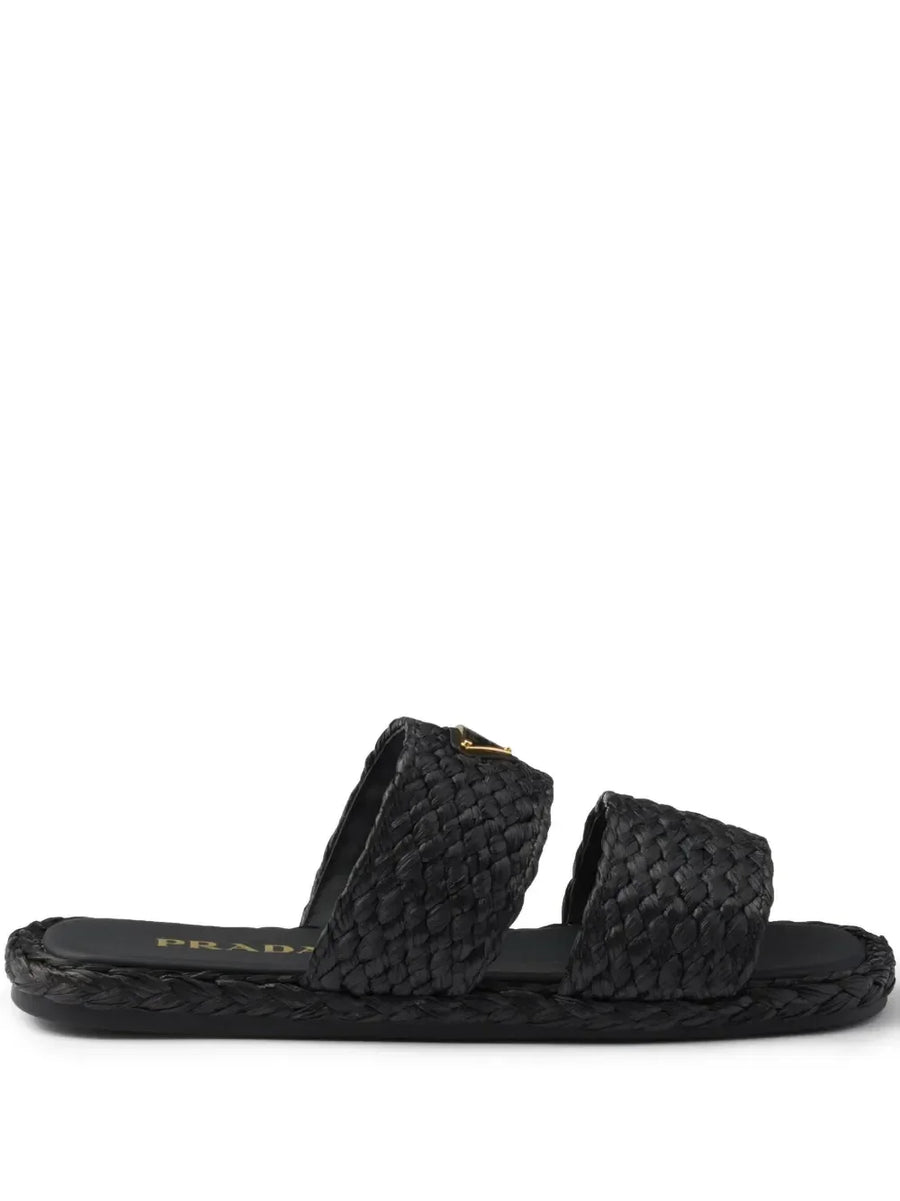 Prada raffia slides sandals