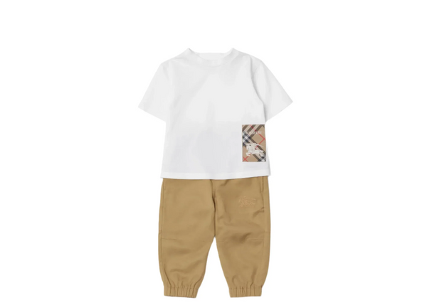 Burberry Check Label Cotton T-shirt With Cotton Blend Pants