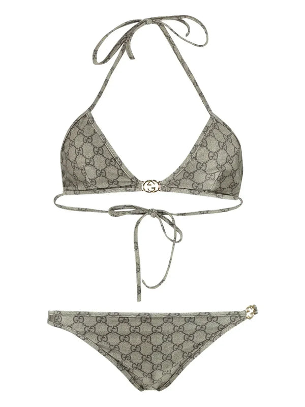 Gucci GG Supreme-print triangle bikini
