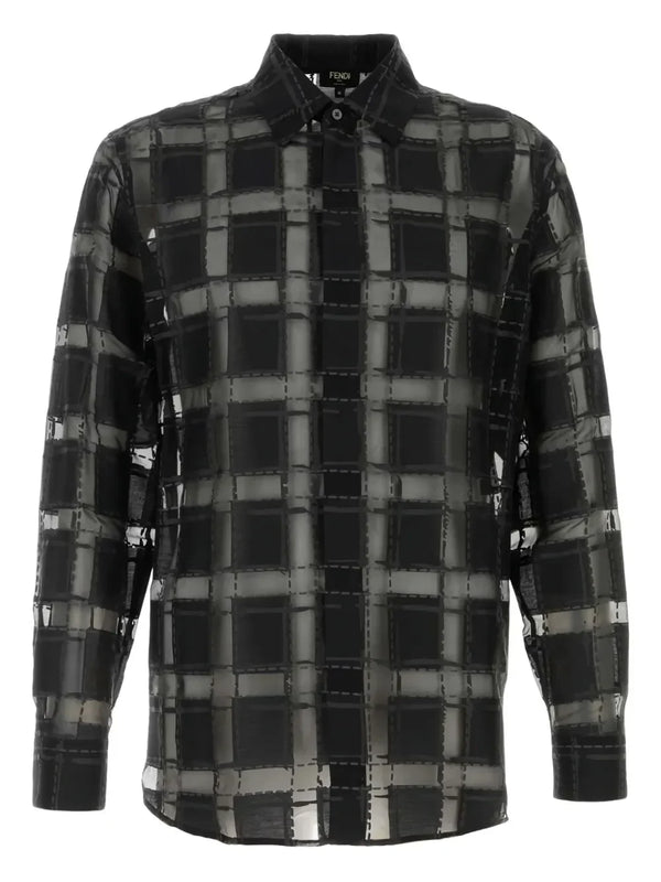 FENDI check-print organza shirt