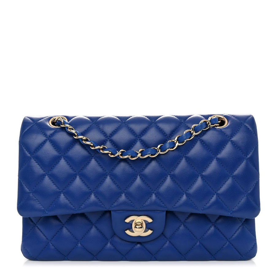 Chanel Blue Medium Double Flap Bag Lambskin
