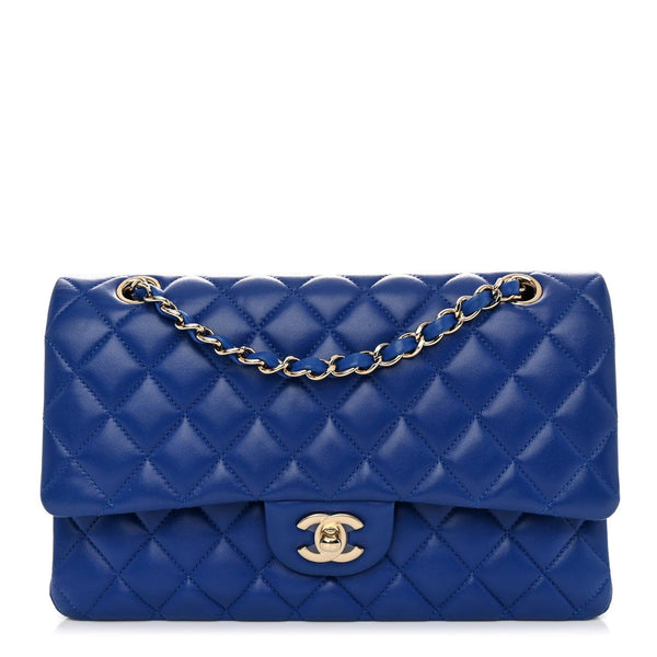 Chanel Blue Medium Double Flap Bag Lambskin