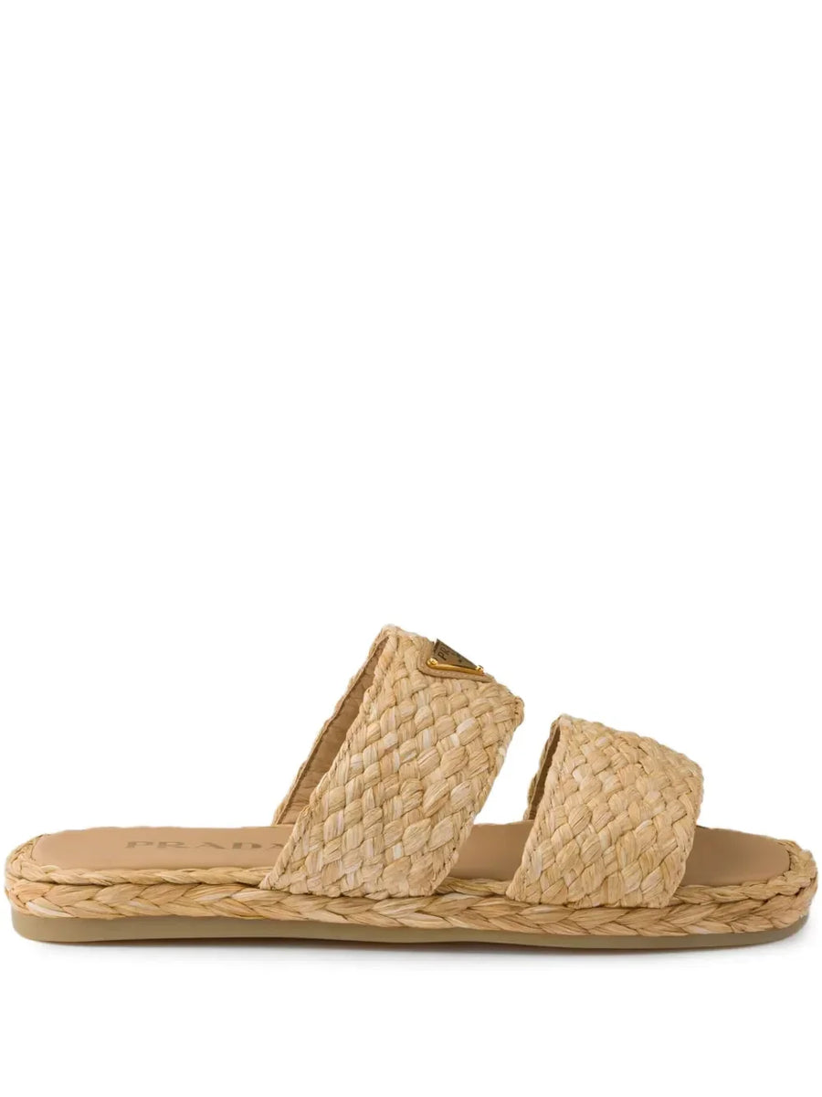 Prada raffia slides sandals