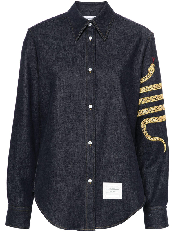 Thom Browne snake 4-Bar denim shirt