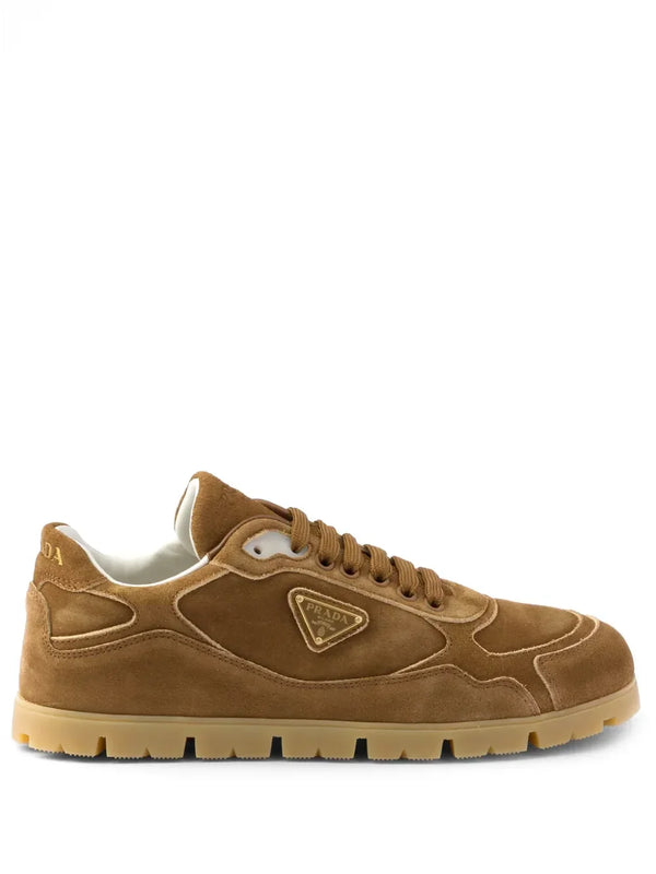 Prada Faded camel brown suede sneakers