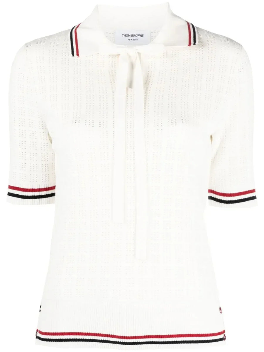 Thom Browne RWB pointelle polo shirt