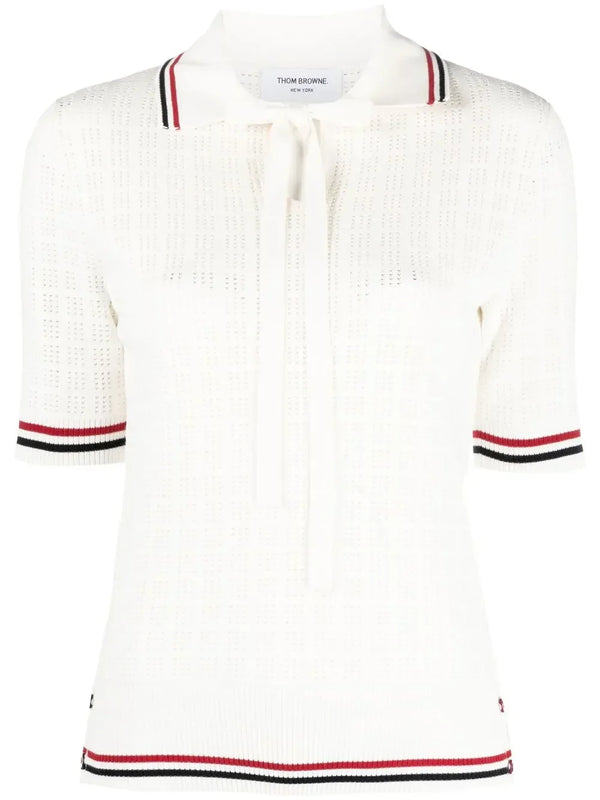 Thom Browne RWB pointelle polo shirt