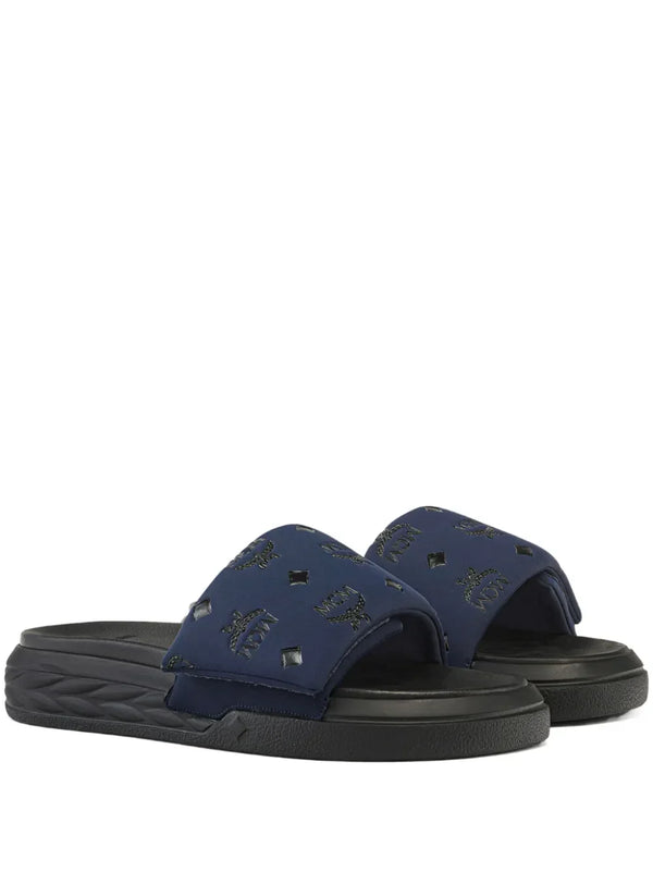 MCM monogram-pattern slides