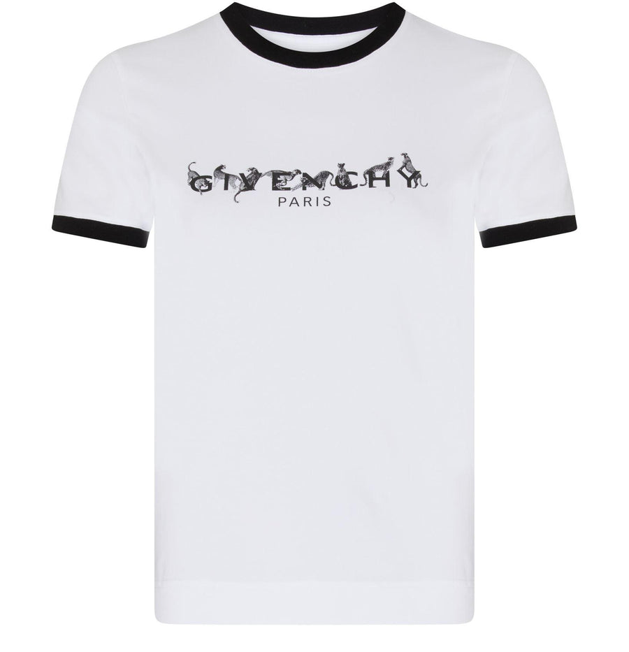 GIVENCHY Paris slim fit t-shirt with leopard print