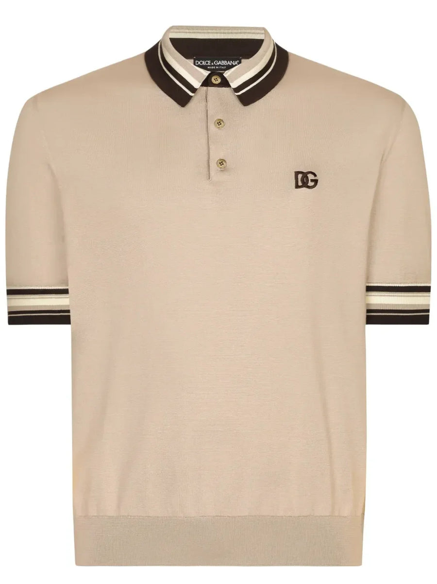 Dolce & Gabbana logo-embroidery silk polo shirt