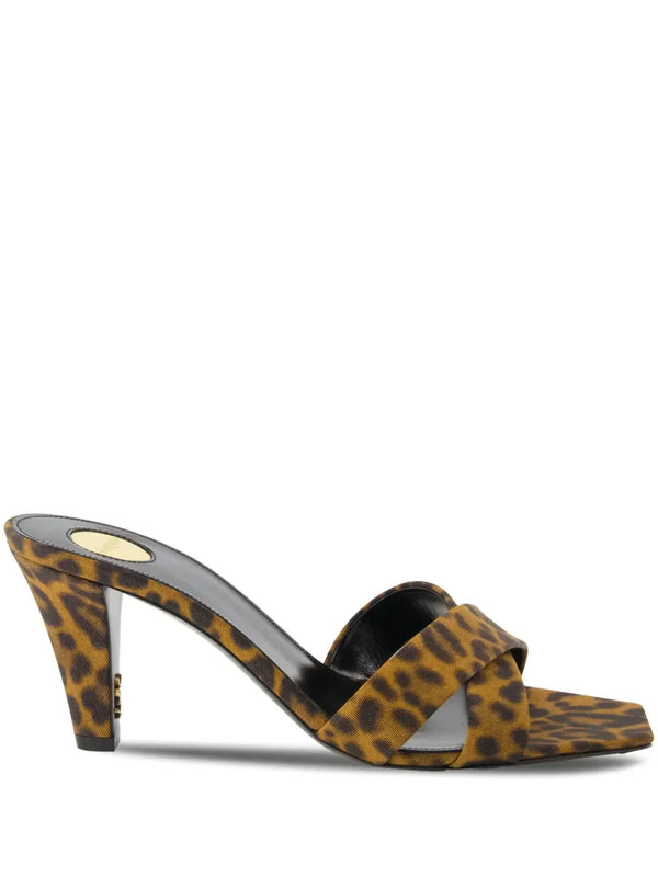 Saint Laurent 75mm leopard-print mules