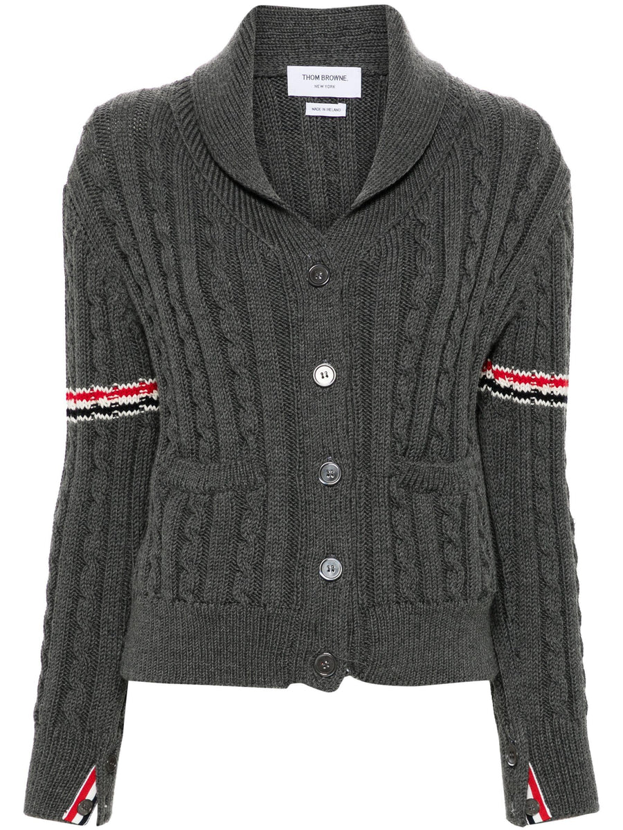 Thom Browne RWB-stripe cable-knit cardigan