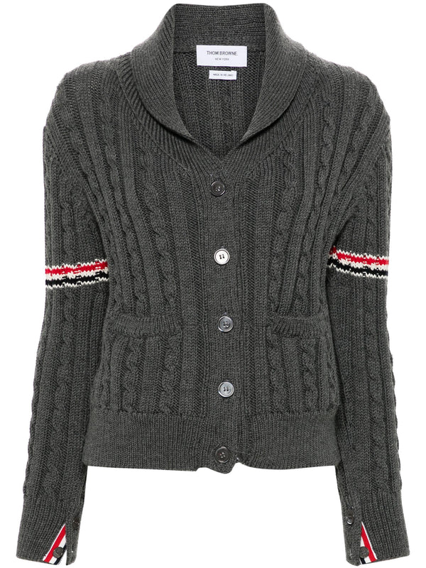 Thom Browne RWB-stripe cable-knit cardigan