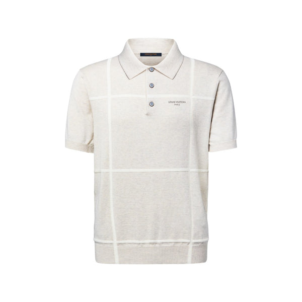 Louis Vuitton Polo jacquard a maniche corte firmata — Beige grano
