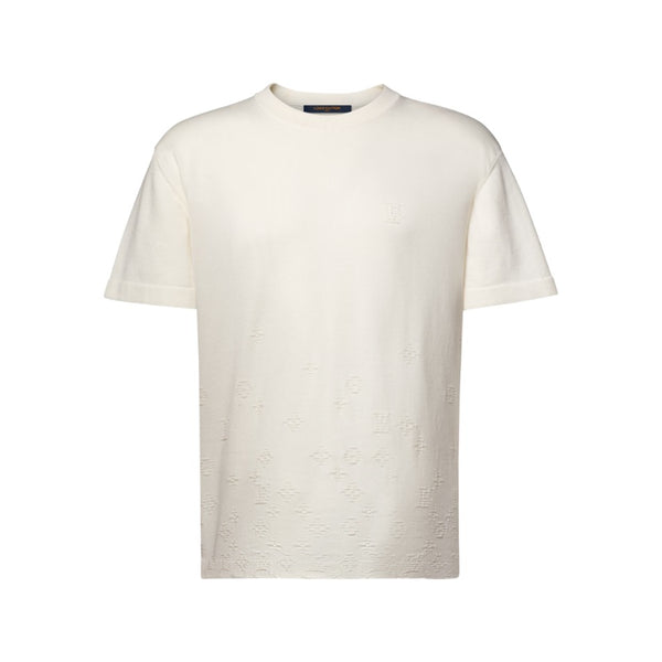 Louis Vuitton Maglia girocollo a maniche corte in jacquard sfumato Signature — Bianco latte