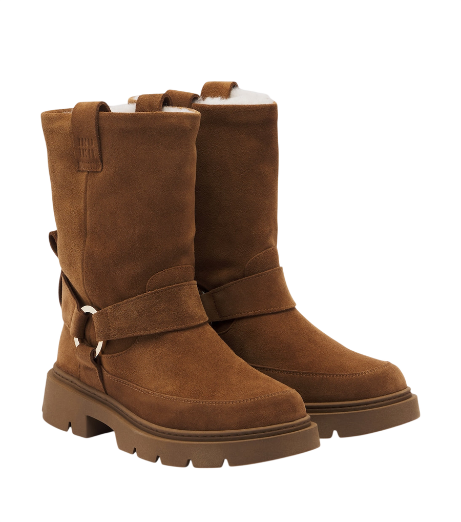 Inuikii Biker shearling-lined suede ankle boots