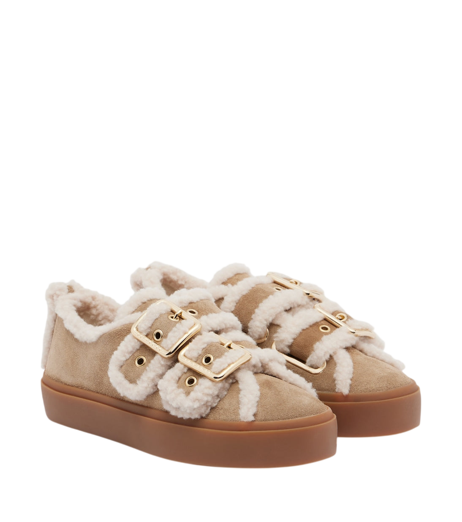 Inuikii Shearling-trimmed suede low-top sneakers
