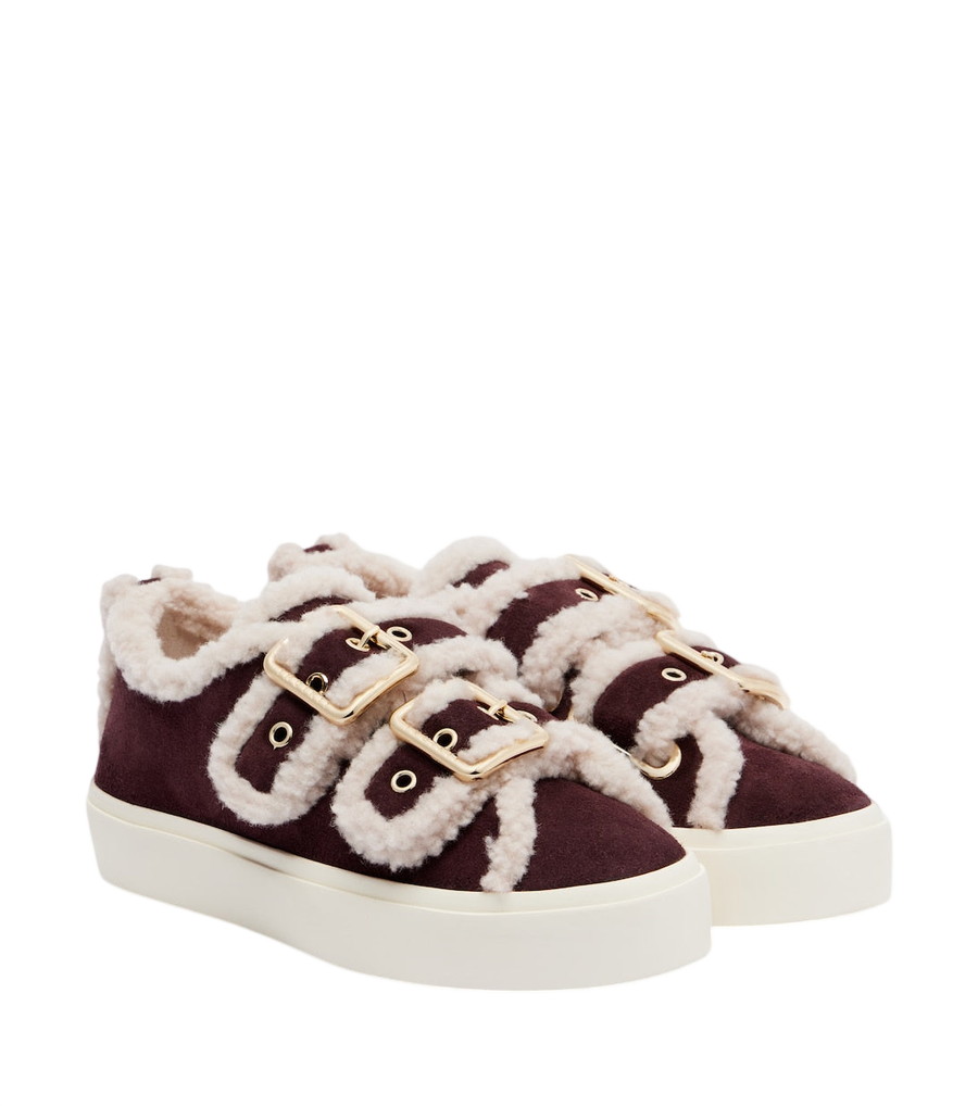Inuikii Shearling-trimmed suede low-top sneakers