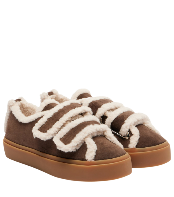 Inuikii Shearling-trimmed suede low-top sneakers