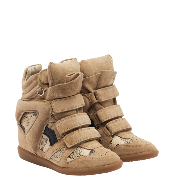 Zapatillas con cuña de piel y ante Bekett de Isabel Marant