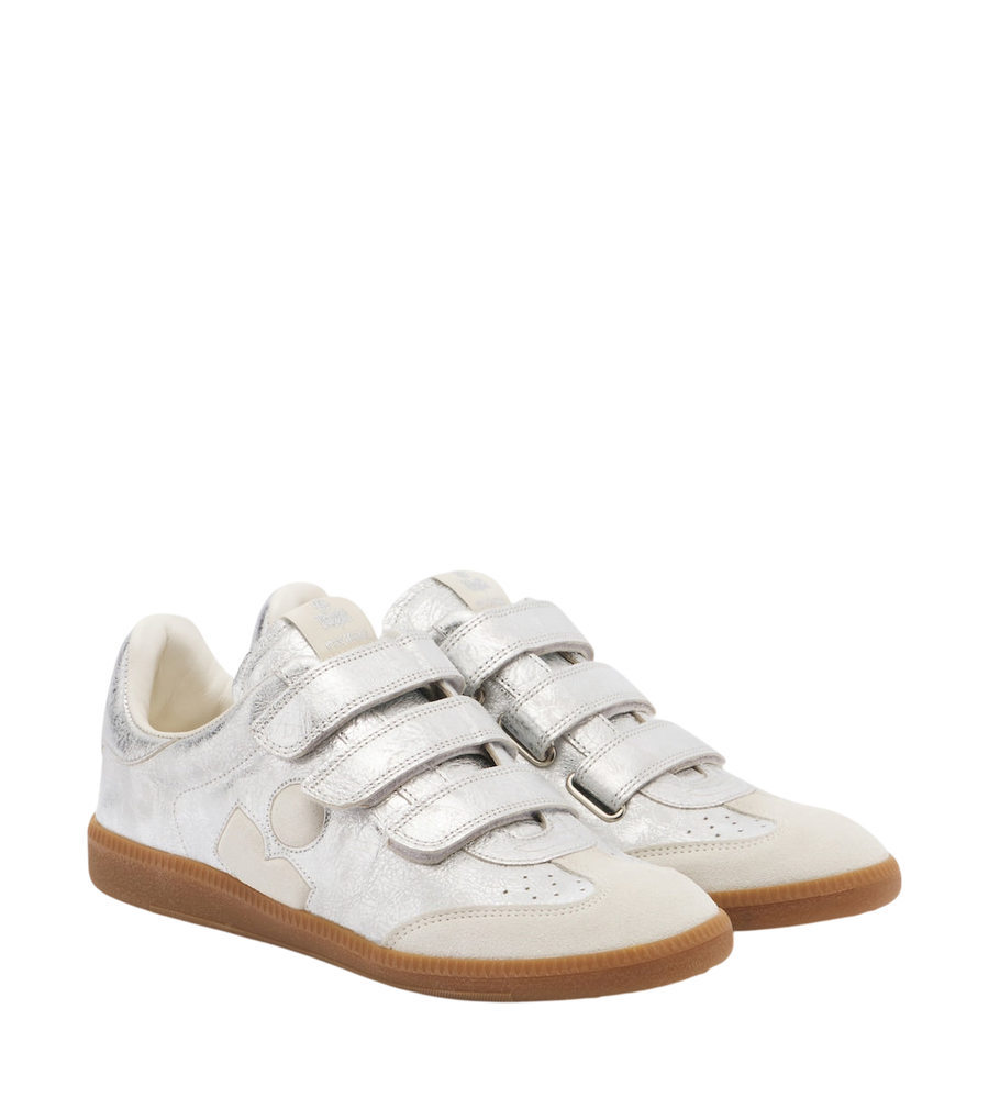 Zapatillas Isabel Marant Beth de piel metalizada con ribetes de ante
