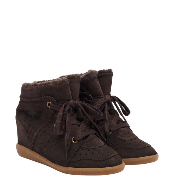 Isabel Marant Bobby shearling-lined suede wedge sneakers