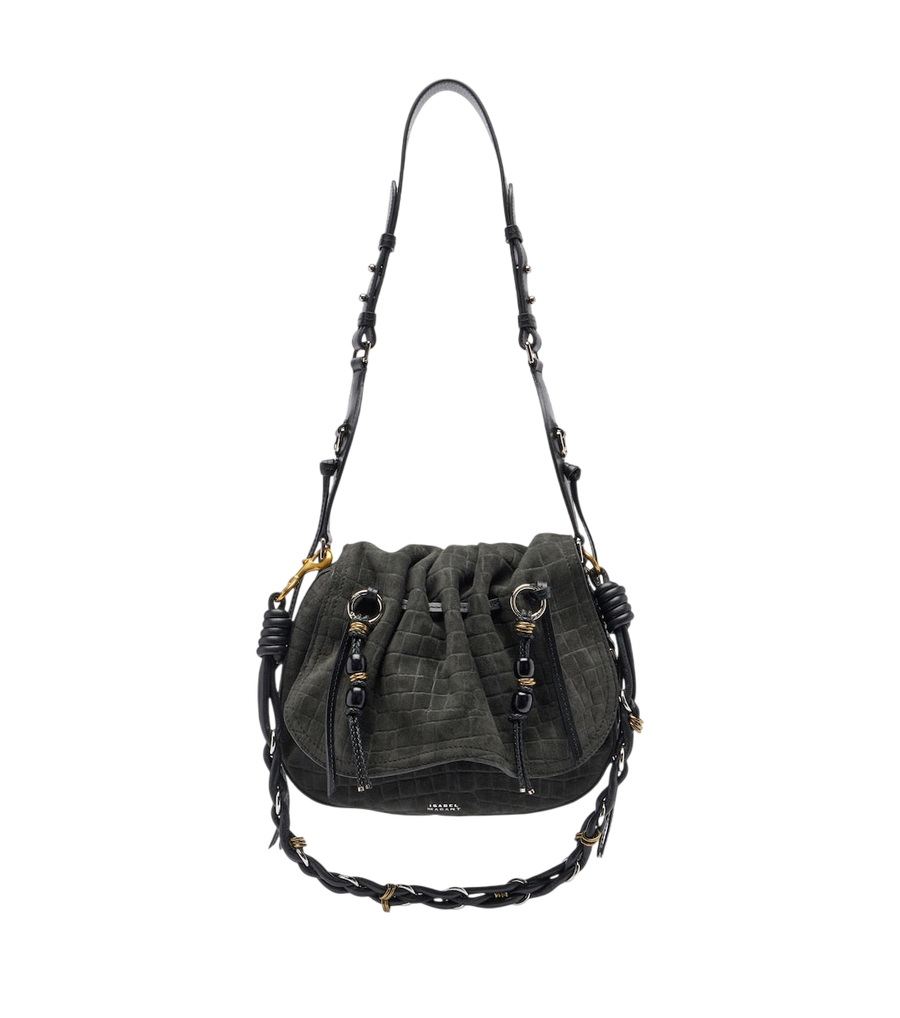 Isabel Marant Bolton Small croc-effect suede shoulder bag