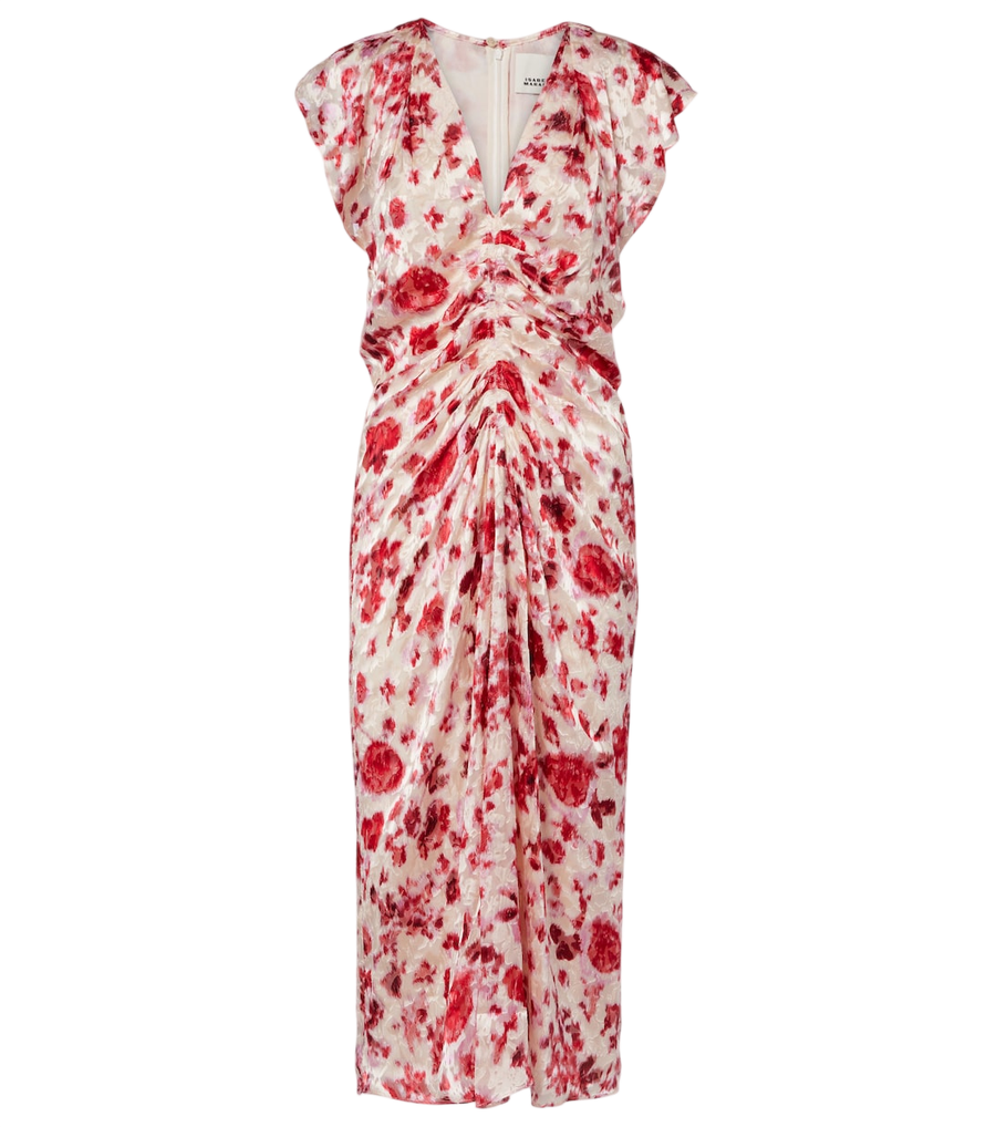 Isabel Marant Abito midi Lindsay floreale arricciato in jacquard