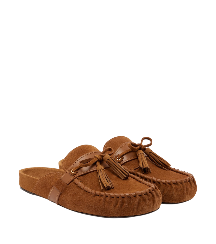 Isabel Marant Malvin leather-trimmed suede mules