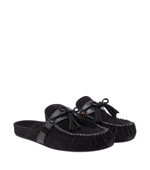 Isabel Marant Malvin leather-trimmed suede mules