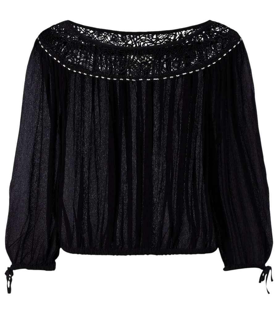 Blusa de seda con ribete de encaje guipur Nelida de Isabel Marant