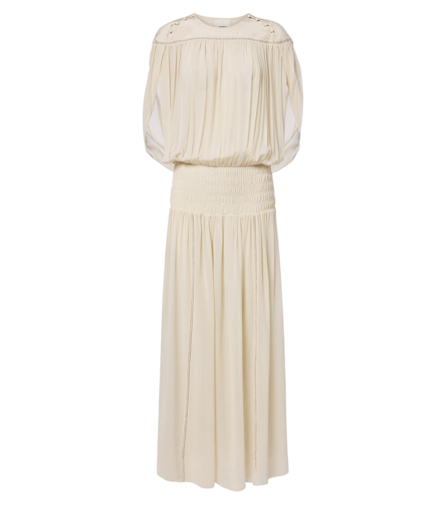 Maxi vestido de seda fruncido con cuentas Nesrine de Isabel Marant