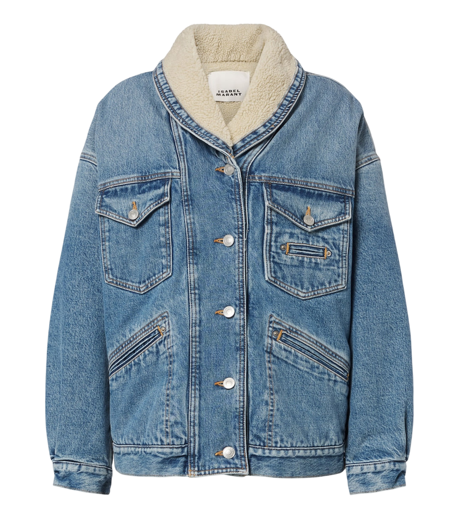Isabel Marant Pimia fleece-trimmed denim jacket